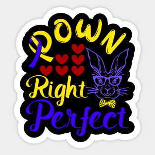 Down Right Perfect Bunny and Ribbon 21 Trisomy Awareness Day Sticker